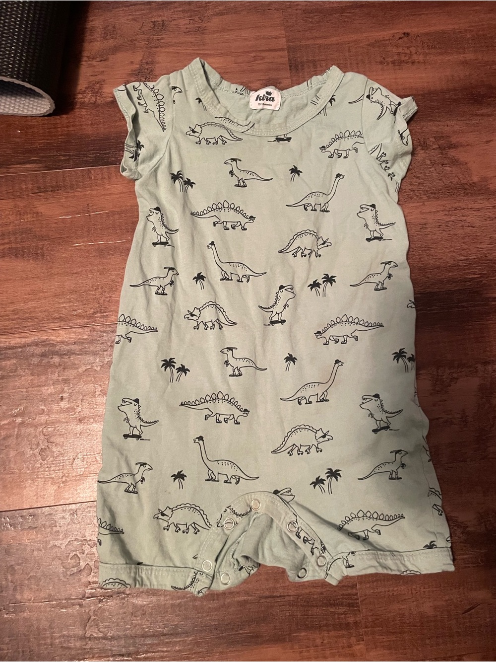 Kira Kids Mint Dinosaur Romper